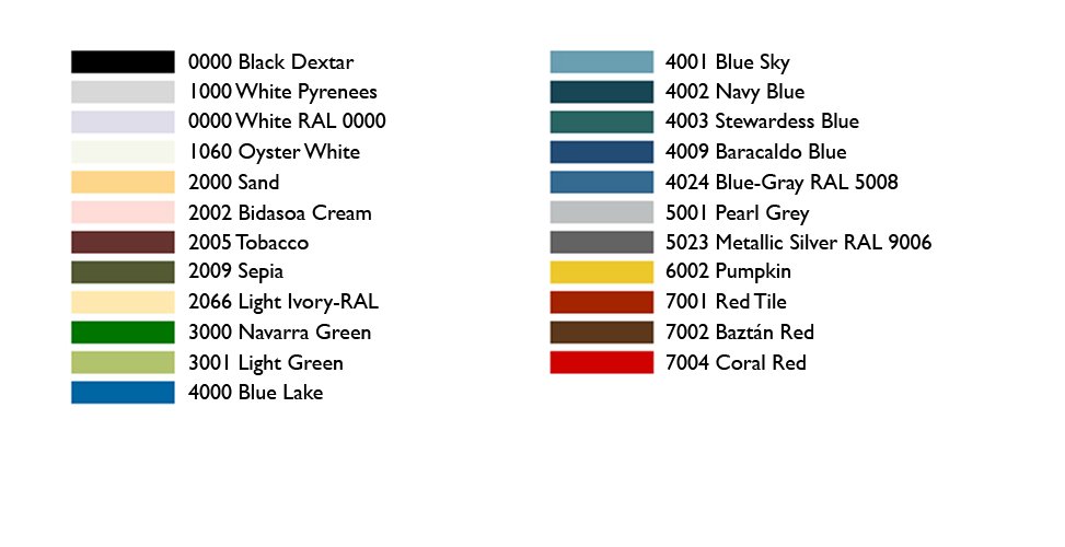 ACH Panels Standard Colour List